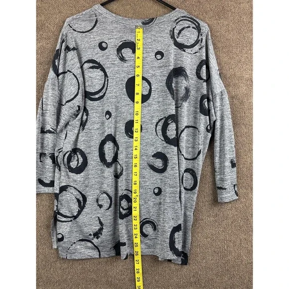 Jess & Jane T-Shirt Womens M Gray Tunic Crew Neck 3/4 Sleeve Geometric - Picture 6 of 6